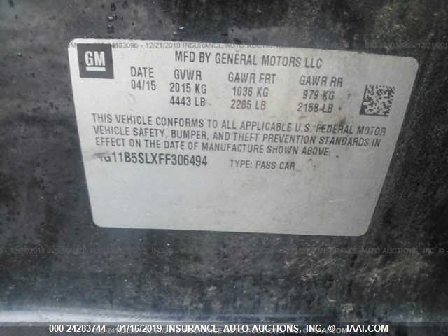 1G11B5SLXFF306494 - 2015 CHEVROLET MALIBU LS 黑色 照片 9
