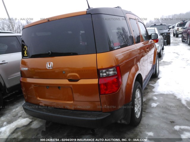 5J6YH28786L012357 - 2006 HONDA ELEMENT EX ORANGE photo 4