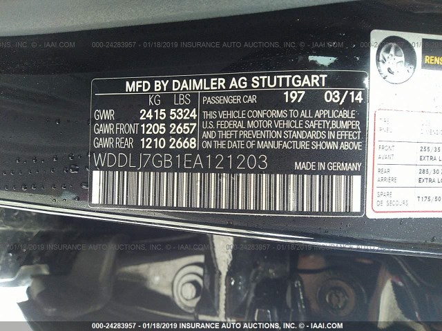 WDDLJ7GB1EA121203 - 2014 MERCEDES-BENZ CLS 63 AMG/S-MODEL BLACK photo 9