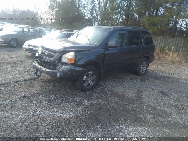 2HKYF18573H593015 - 2003 HONDA PILOT EXL BLUE photo 2