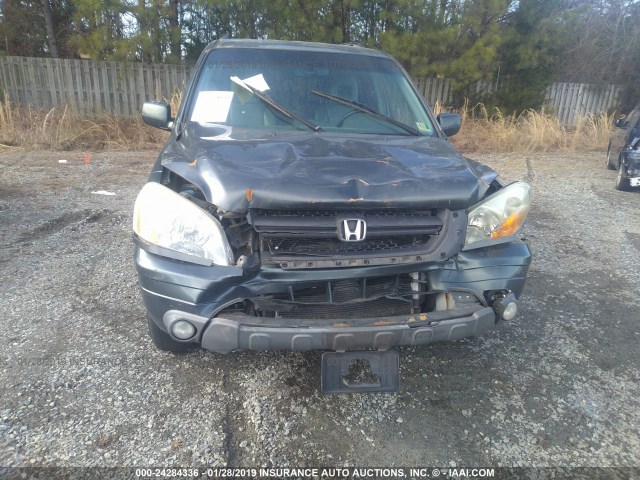 2HKYF18573H593015 - 2003 HONDA PILOT EXL BLUE photo 6