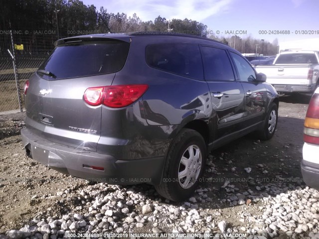 1GNKRFEDXBJ224720 - 2011 CHEVROLET TRAVERSE LS GRAY photo 4