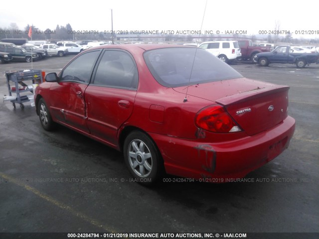 KNAFB121545312854 - 2004 KIA SPECTRA LS RED photo 3