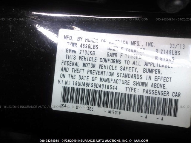 19UUA8F56DA016544 - 2013 ACURA TL TECH BLACK photo 9