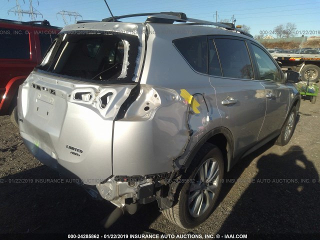 2T3DFREV1FW387719 - 2015 TOYOTA RAV4 LIMITED SILVER photo 4