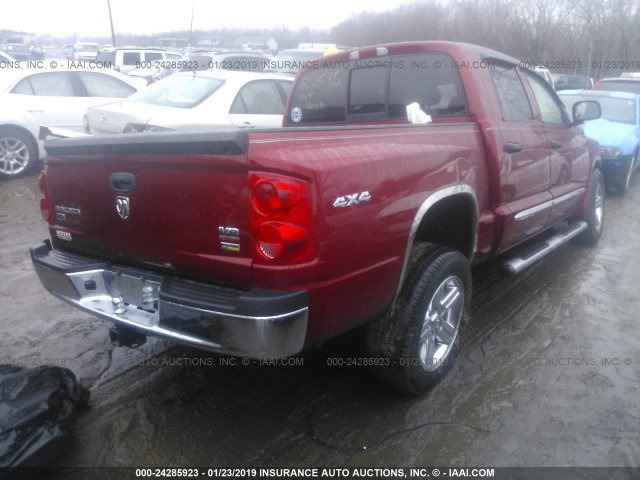 1D7HW58N78S632675 - 2008 DODGE DAKOTA QUAD LARAMIE RED photo 4