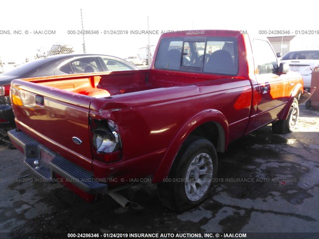 1FTYR10UX3PB41591 - 2003 FORD RANGER RED photo 4