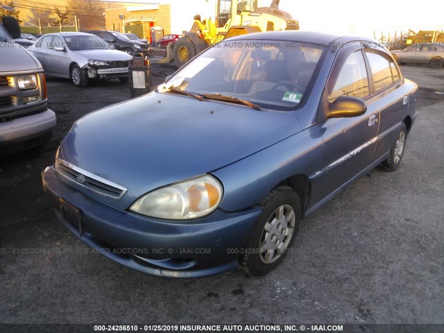 KNADC123916040837 - 2001 KIA RIO Dark Blue photo 2