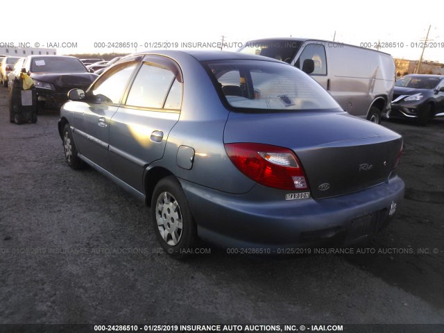 KNADC123916040837 - 2001 KIA RIO Dark Blue photo 3