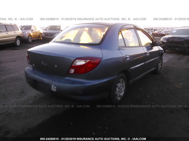 KNADC123916040837 - 2001 KIA RIO Dark Blue photo 4