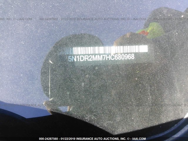 5N1DR2MM7HC680968 - 2017 NISSAN PATHFINDER S/SV/SL/PLATINUM BLACK photo 9