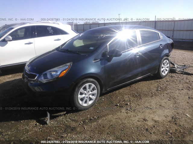 KNADN4A3XE6368190 - 2014 KIA RIO EX GRAY photo 2