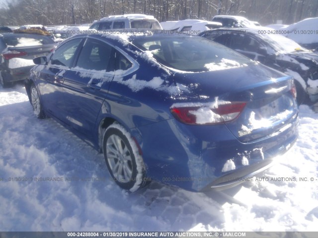 1C3CCCAB6FN562443 - 2015 CHRYSLER 200 LIMITED BLUE photo 3