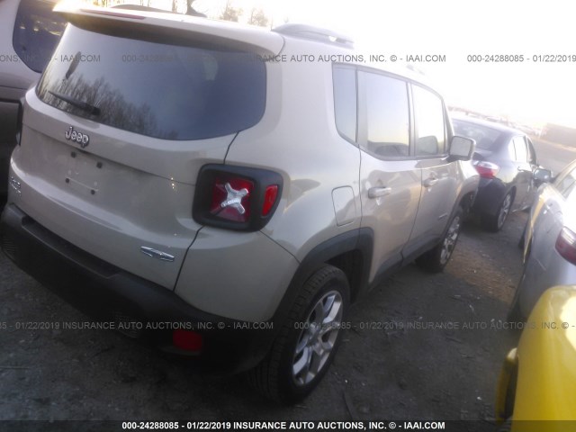 ZACCJBBT1GPE30508 - 2016 JEEP RENEGADE LATITUDE TAN photo 4