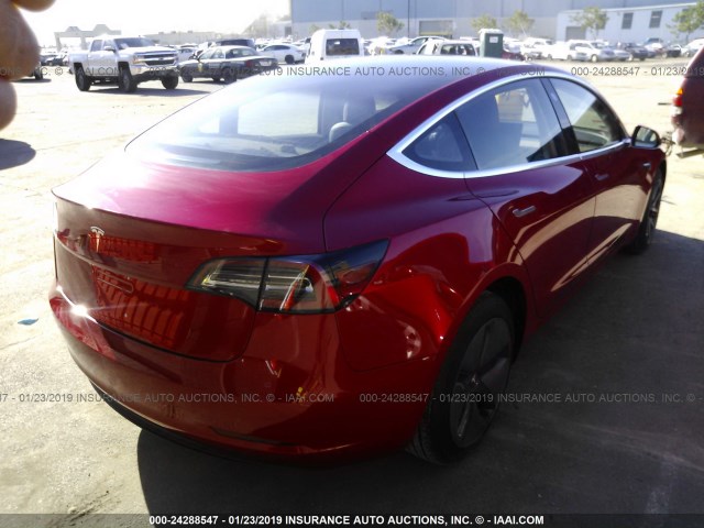 5YJ3E1EA2JF056367 - 2018 TESLA MODEL 3 RED photo 4