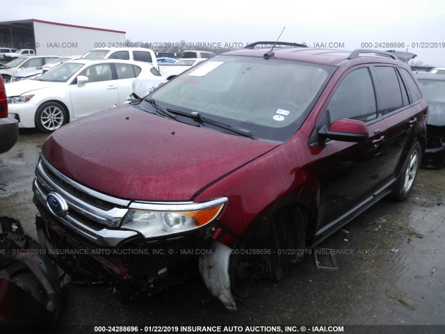 2FMDK3J92DBB21185 - 2013 FORD EDGE SEL RED photo 2