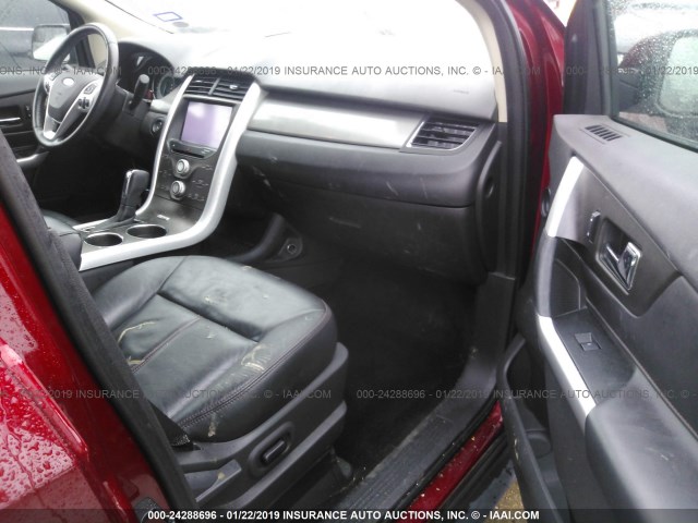 2FMDK3J92DBB21185 - 2013 FORD EDGE SEL RED photo 5