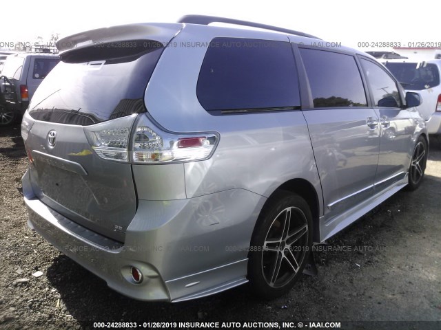 5TDXK3DC4GS736042 - 2016 TOYOTA SIENNA SE GRAY photo 4