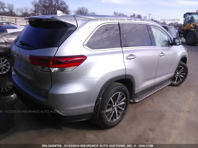 5TDKZRFH6KS552196 - 2019 TOYOTA HIGHLANDER SE/XLE SILVER photo 4