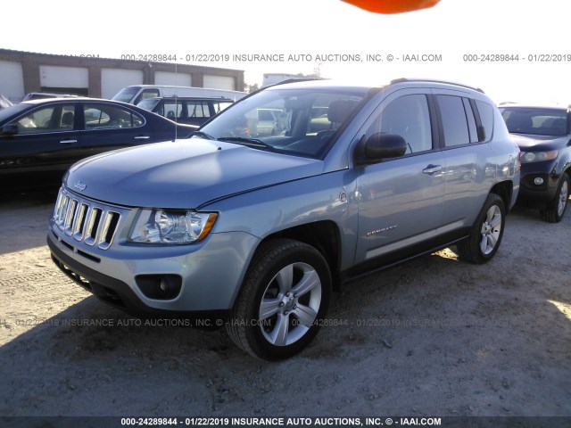 1C4NJDBB2DD210736 - 2013 JEEP COMPASS SPORT Light Blue photo 2