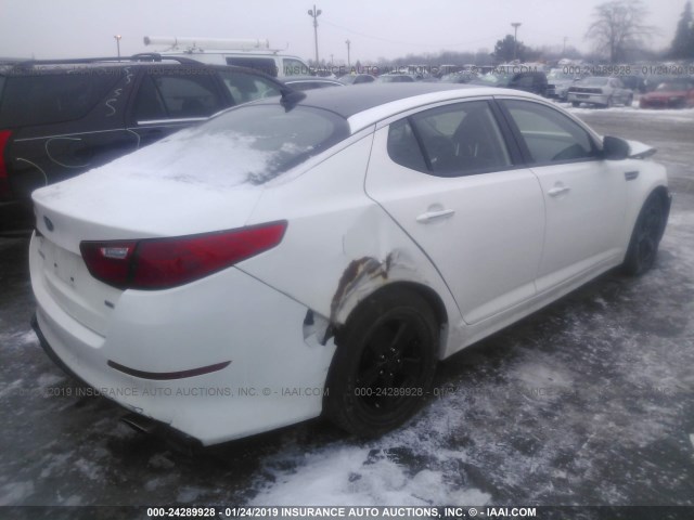 KNAGM4A79F5640206 - 2015 KIA OPTIMA LX WHITE photo 4