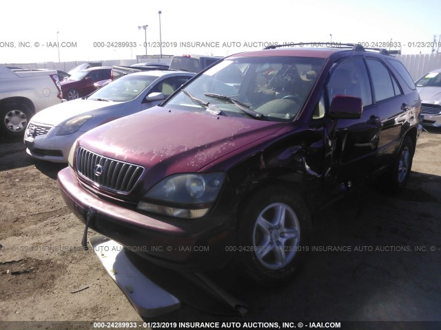 JT6GF10U8Y0066885 - 2000 LEXUS RX 300 BURGUNDY photo 2