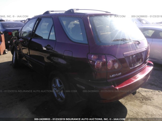 JT6GF10U8Y0066885 - 2000 LEXUS RX 300 BURGUNDY photo 3