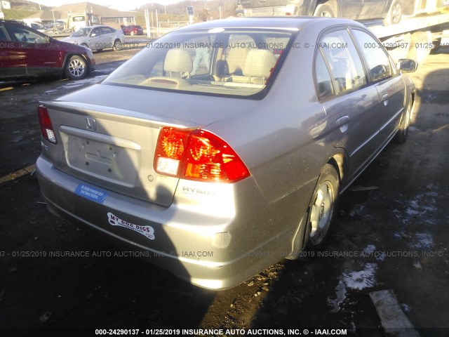 JHMES95655S011491 - 2005 HONDA CIVIC HYBRID GRAY photo 4