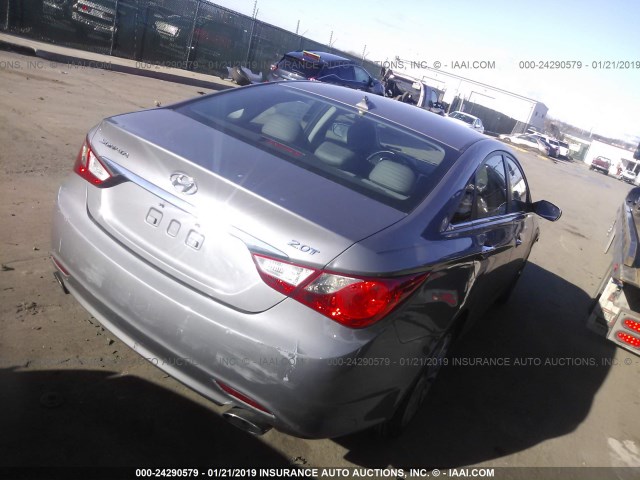 5NPEC4AB8DH760156 - 2013 HYUNDAI SONATA SE/LIMITED GRAY photo 4