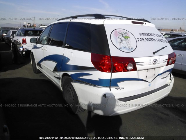 5TDZK23C37S020849 - 2007 TOYOTA SIENNA CE/LE WHITE photo 3