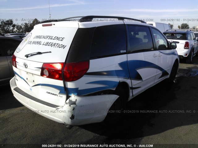 5TDZK23C37S020849 - 2007 TOYOTA SIENNA CE/LE WHITE photo 4