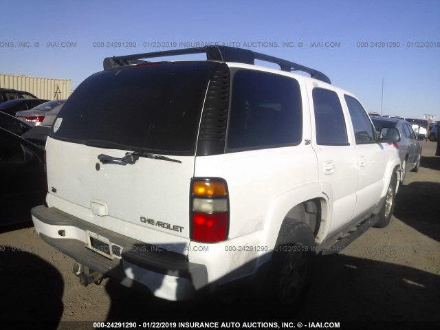 1GNEK13T74R100536 - 2004 CHEVROLET TAHOE K1500 WHITE photo 4