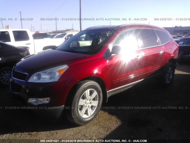 1GNKRGED8BJ142135 - 2011 CHEVROLET TRAVERSE LT RED photo 2