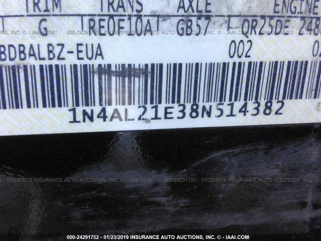 1N4AL21E38N514382 - 2008 NISSAN ALTIMA 2.5/2.5S BLACK photo 9