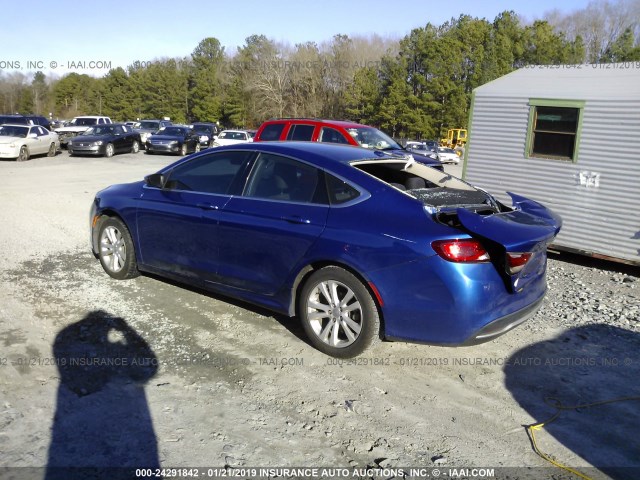 1C3CCCAB5FN679298 - 2015 CHRYSLER 200 LIMITED BLUE photo 3