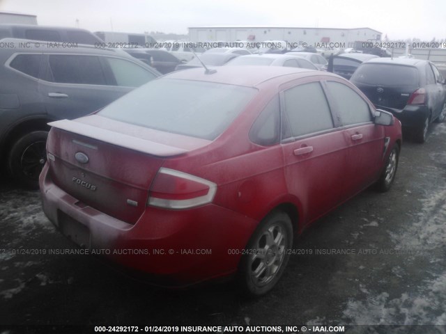 1FAHP35N08W189297 - 2008 FORD FOCUS SE/SEL/SES RED photo 4