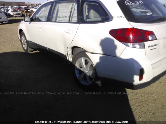 4S4BRBAC7E3240604 - 2014 SUBARU OUTBACK 2.5I WHITE photo 6