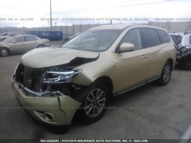 5N1AR2MN8DC656720 - 2013 NISSAN PATHFINDER S/SV/SL/PLATINUM GOLD photo 2