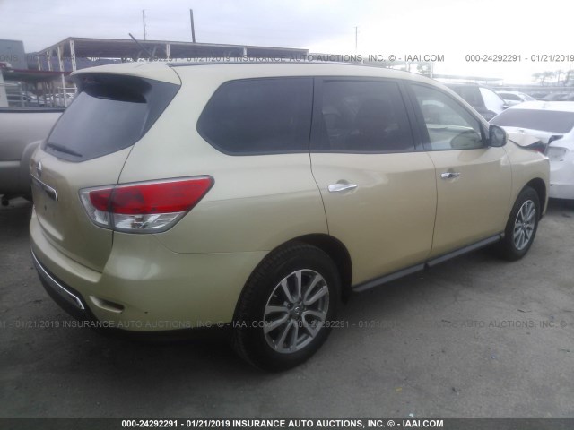 5N1AR2MN8DC656720 - 2013 NISSAN PATHFINDER S/SV/SL/PLATINUM GOLD photo 4