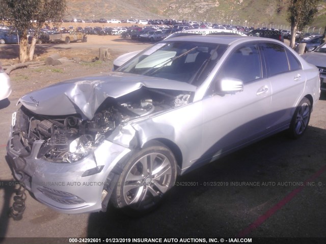 WDDGF4HB2DA743419 - 2013 MERCEDES-BENZ C 250 SILVER photo 2