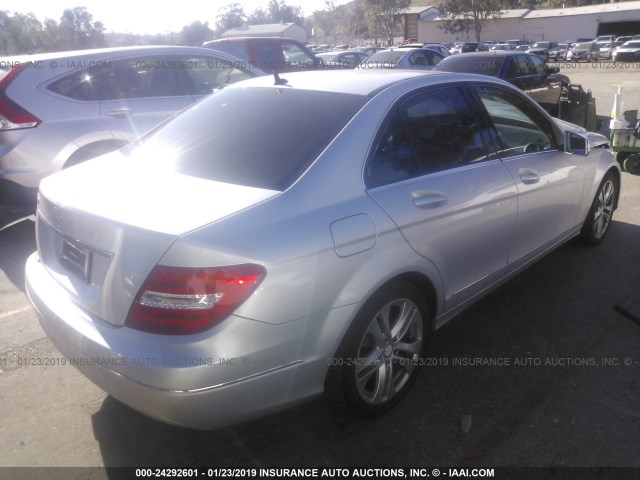 WDDGF4HB2DA743419 - 2013 MERCEDES-BENZ C 250 SILVER photo 4