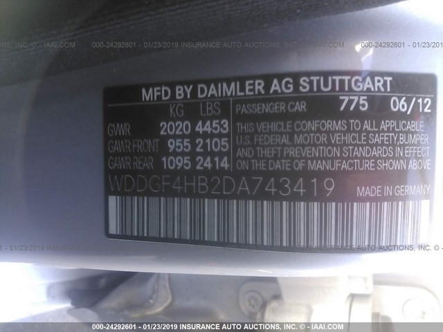 WDDGF4HB2DA743419 - 2013 MERCEDES-BENZ C 250 SILVER photo 9