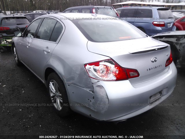 JN1CV6ARXAM454672 - 2010 INFINITI G37 SILVER photo 3