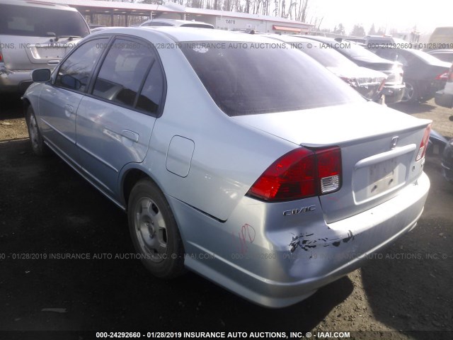 JHMES96675S005450 - 2005 HONDA CIVIC HYBRID BLUE photo 3