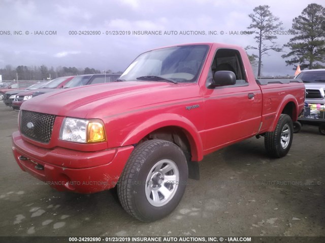 1FTYR10U11PA96134 - 2001 FORD RANGER RED photo 2