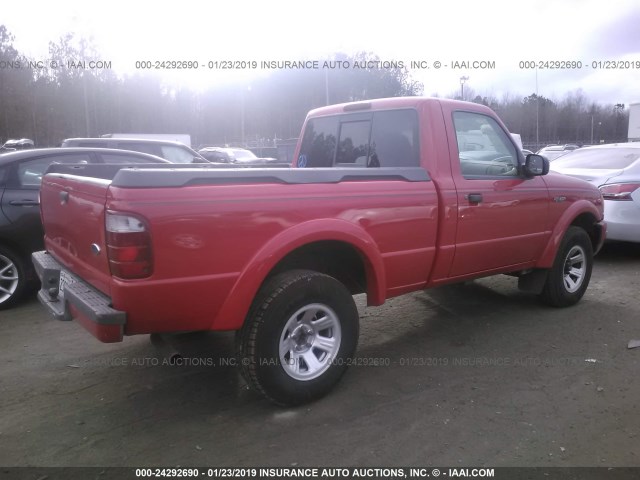 1FTYR10U11PA96134 - 2001 FORD RANGER RED photo 4