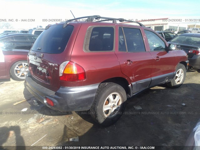 KM8SC13D44U805868 - 2004 HYUNDAI SANTA FE GLS/LX BURGUNDY photo 4