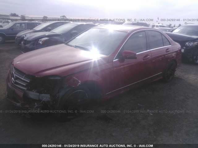 WDDGF4HB4EA932607 - 2014 MERCEDES-BENZ C 250 RED photo 2