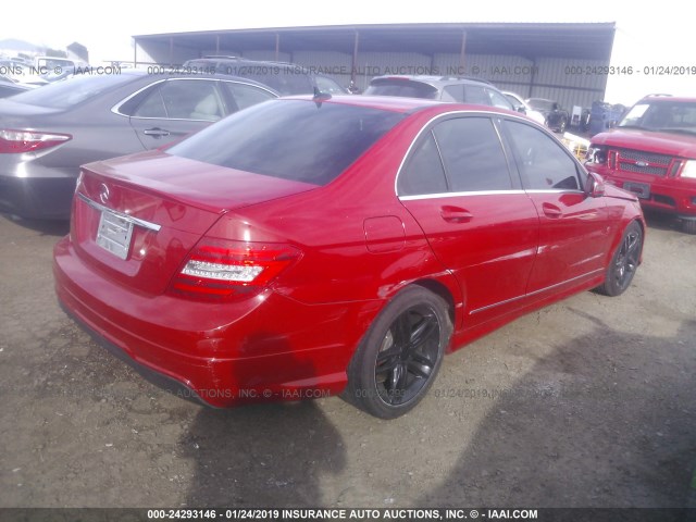 WDDGF4HB4EA932607 - 2014 MERCEDES-BENZ C 250 RED photo 4