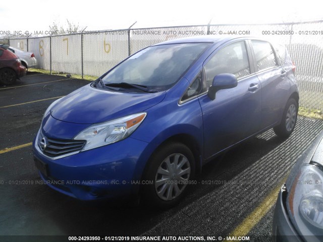 3N1CE2CP8EL435252 - 2014 NISSAN VERSA NOTE S/S PLUS/SV/SL BLUE photo 2